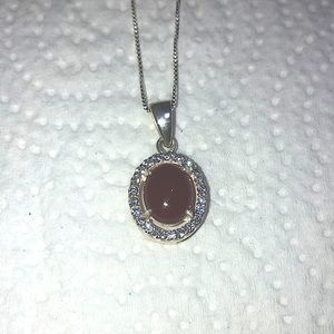 Carnelian Halo CZ pendant